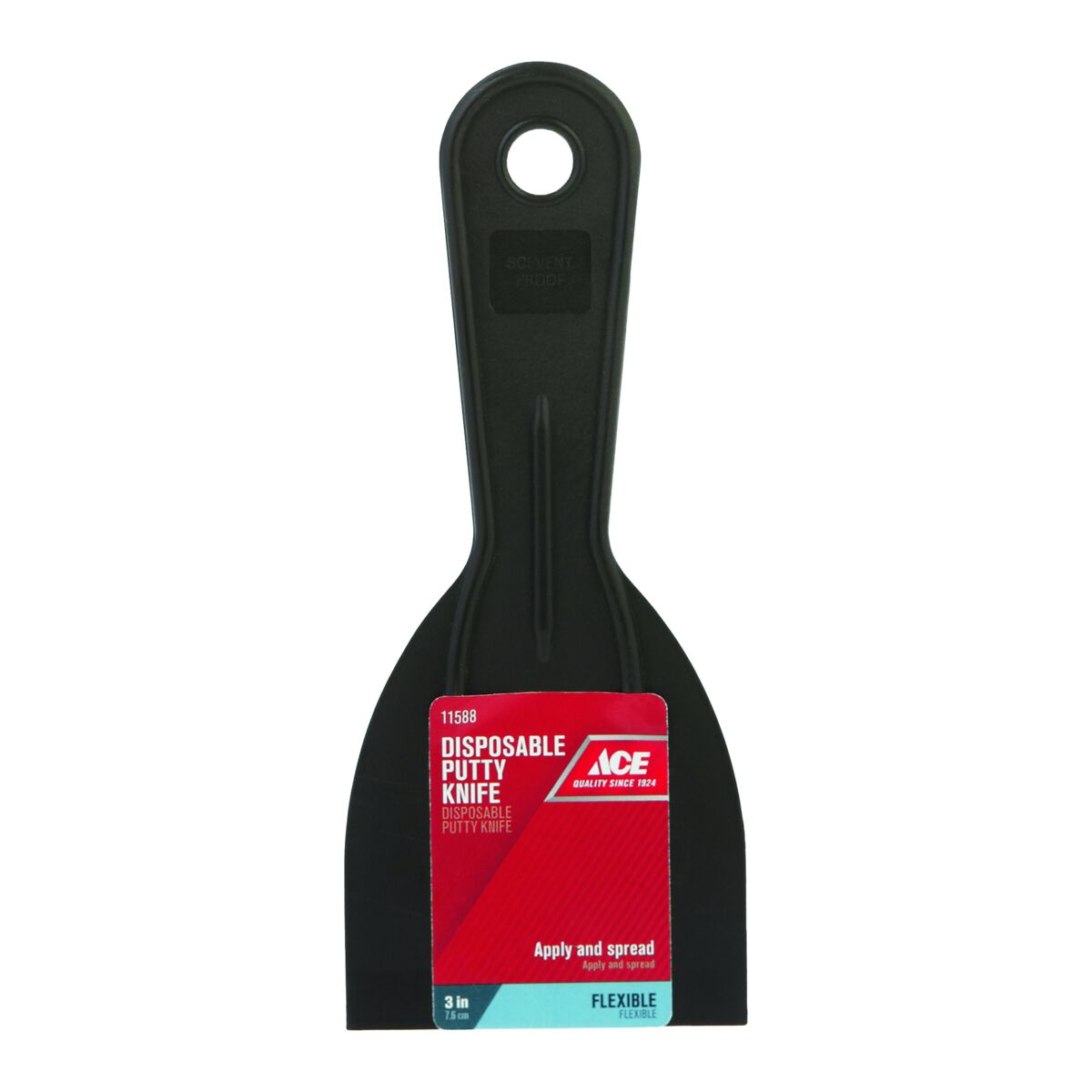 Ace Plastic Disposable Putty Knife Black 3inch